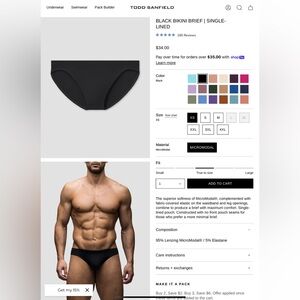 Todd Sanfield, Black, Single Lined, Bikini Brief